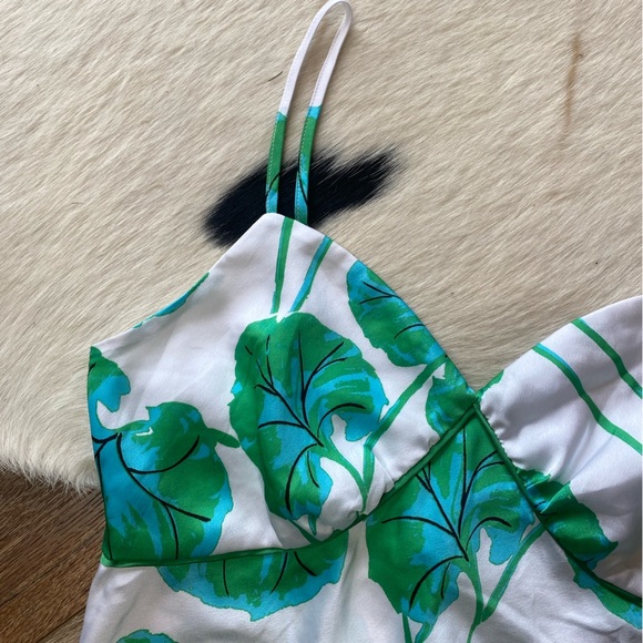 Diane von Furstenberg Geranium Leaf Short Satin Slip Dress - Picture 8 of 12